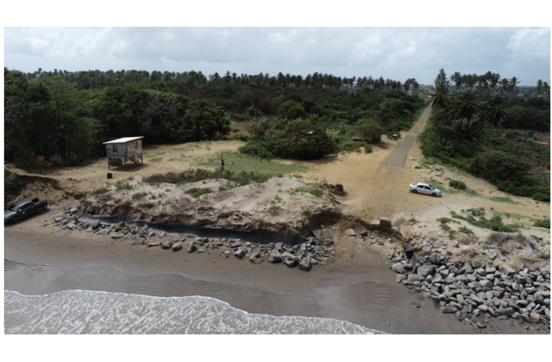 Some 30 metres of temporary rock slope failure and erosion of access road entrance at No.61 village - Photos dated January 20, 2023 (Ministry of Public Works photos)