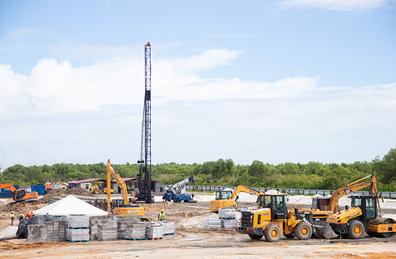 The ongoing construction at the Guyana Paediatric and Maternal Hospital located at Ogle, East Coast Demerara (Ministry of Health photo)