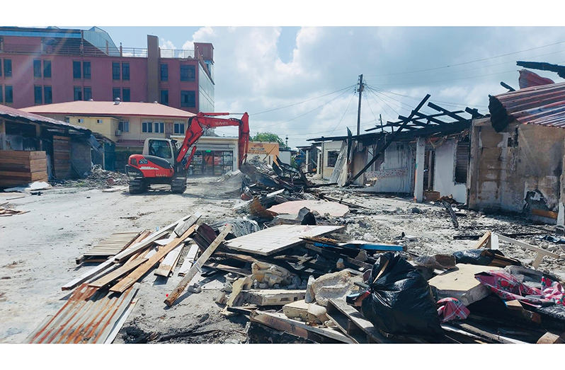 A section of the Charity Market was severely damaged by an electrical fire in July 2023 (Indrawattie Natram photos)