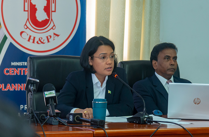 Minister of Housing and Water Collin Croal and Minister within the Ministry of Housing and Water Susan Rodrigues (Japheth Savory photo)