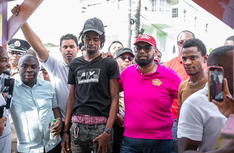 President, Dr Irfaan Ali interacting with the youths (Delano Williams Photo)