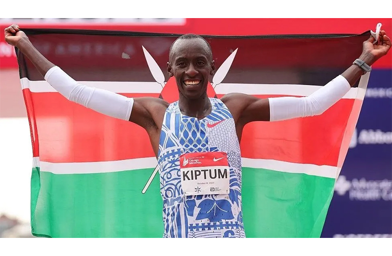 Kelvin Kiptum broke Eliud Kipchoge's world record in Chicago last October.