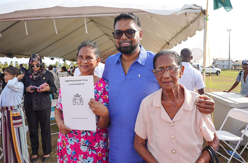 Close to 200 residents from Cotton Tree, Region Five, and other surrounding communities received land titles, on Monday (Office of the President photos)