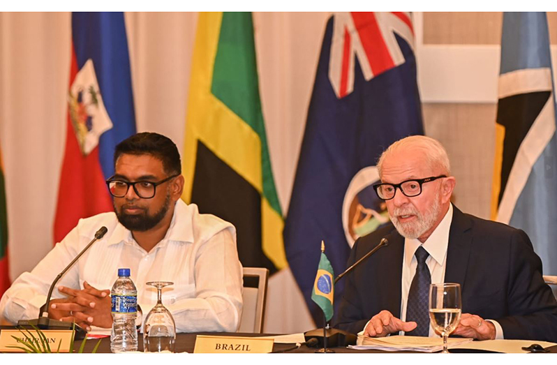 President Dr. Irfaan Ali, the current CARICOM Chairman and Brazil’s President Luiz Inacio Lula Da Silva (Delano Williams photo)