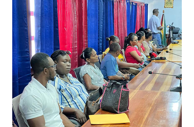 A section of the gathering who were recipients of Steel and Cement Housing Subsidy vouchers during an outreach at the Regional Housing Office in New Amsterdam on Wednesday