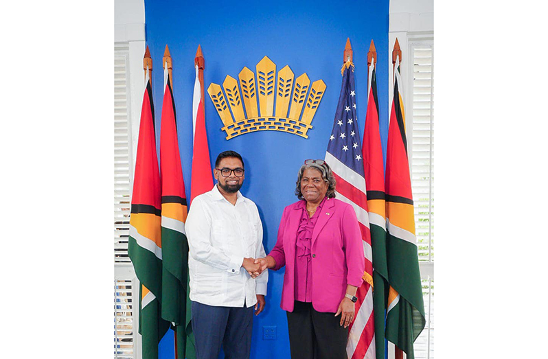 President, Dr Irfaan Ali and US Ambassador to the United Nations, Linda Thomas-Greenfield