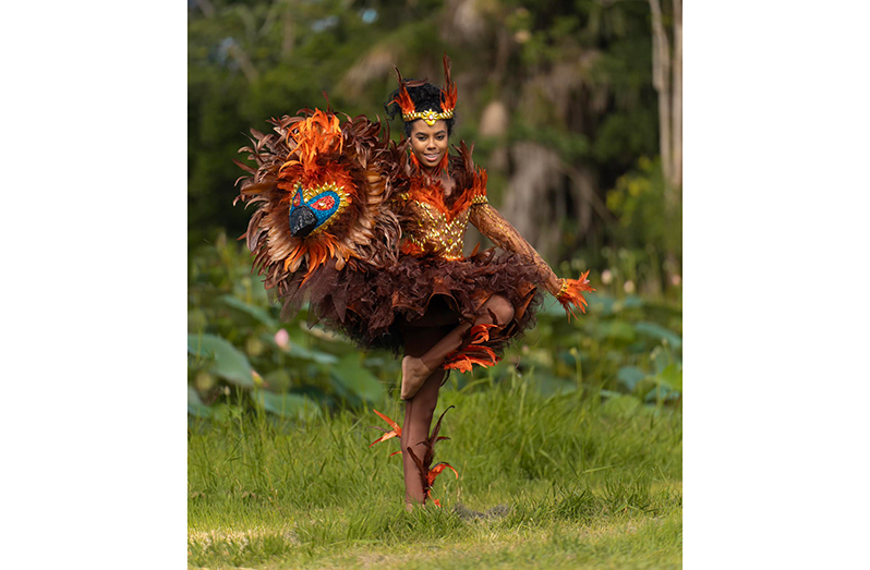 Andrea’s costume which is part of her ‘Dance of the World’ presentation was designed by Mwanza Glenn and is a tribute to the Canje Pheasant, Guyana’s national bird (Travon Barker photo)