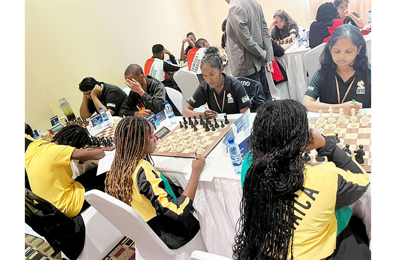 The senior chess team playing Jamaica (from far right) Shazeeda Rahim, Jessica Callender, FIDE Master Anthony Drayton and Candidate Master Taffin Khan