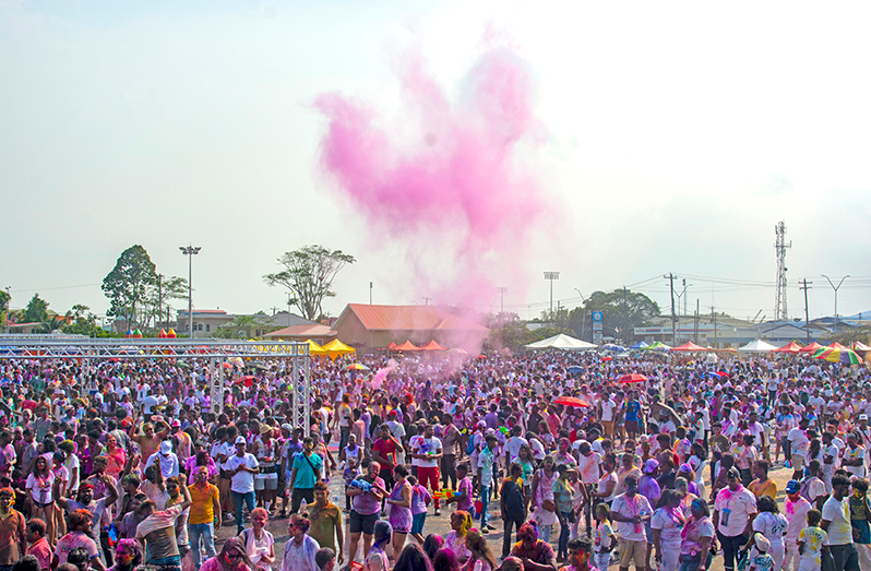 Vibrant colours and cheerful spirits: A kaleidoscope of colours filled the air as people from all walks of life gathered at the Guyana National Stadium and the Everest Cricket Club to celebrate Phagwah, the Festival of Colours