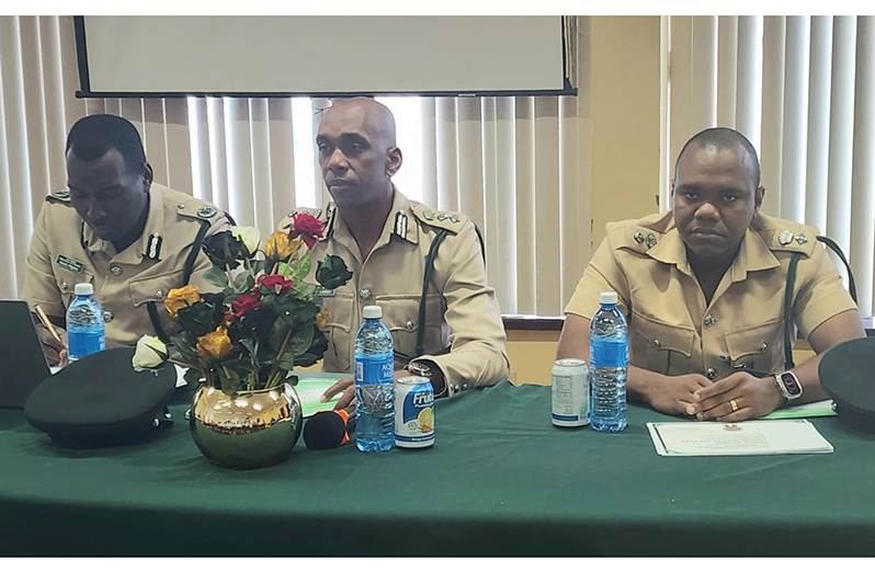 Director of Prisons, Nicklon Elliot with other prison service officials (GPS photo)