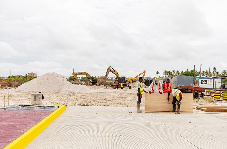 Ongoing works on the Schoonord to Crane Highway (Photo by Delano Williams)  