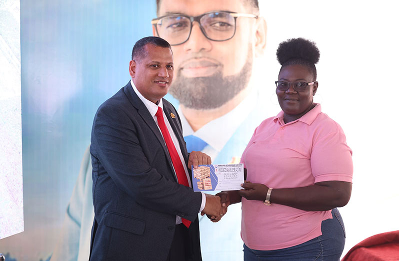 A total of 36 residents of Region Three on Friday received steel and cement vouchers from the government to aid in the construction of their homes