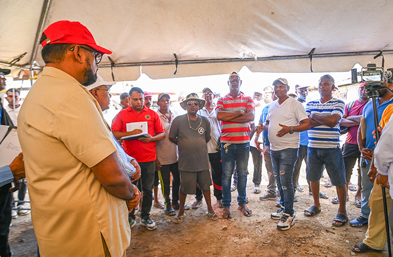 President, Dr Irfaan Ali engaging the fishing community in Rosignol on Wednesday