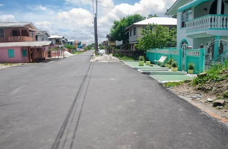 Completed Road works in Grove, East Bank of Demerara