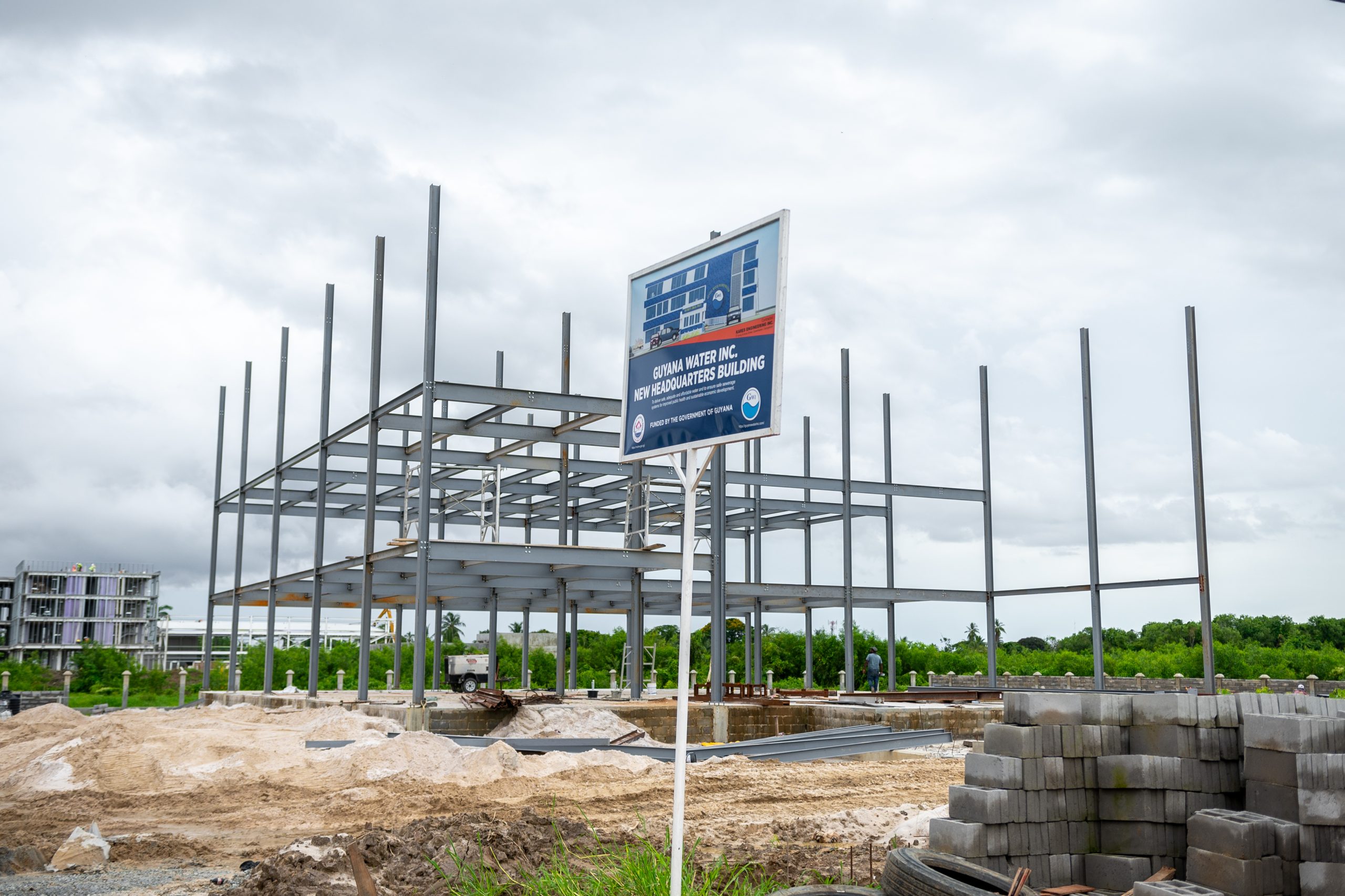 GWI New Headquarters at Houston along the Mandela to Eccles Highway, East Bank Demerara, 40 per cent complete (Delano Williams photo)