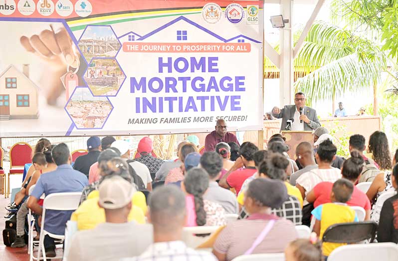 The Minister of Housing and Water, Collin Croal, speaking to the residents of Timehri and neighbouring communities on Tuesday 