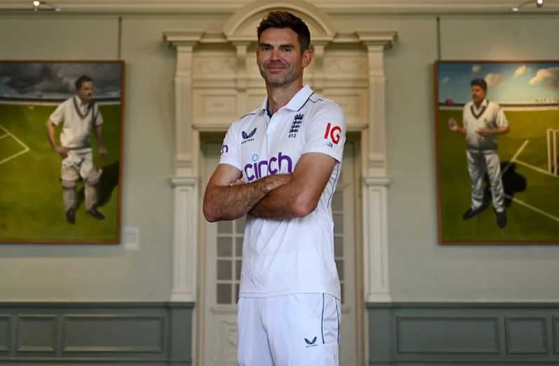 James Anderson poses in the Long Room ahead of his final Test•Getty Images