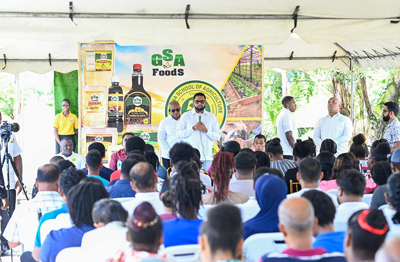 President, Dr Irfaan Ali addressing the gathering at NAREI on Friday