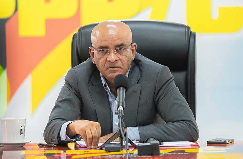 Vice President Dr. Bharrat Jagdeo speaking at his press conference on Wednesday (Delano Willims photo)