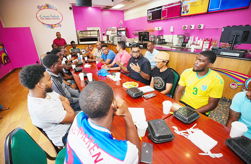 President Dr Irfaan Ali and other officials held an impromptu meeting with some youths on Saturday (Office of the President photos)