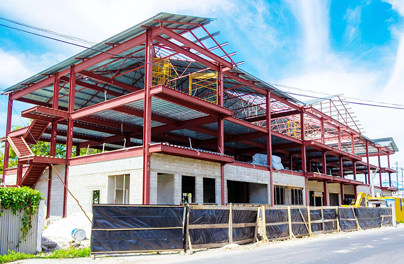 Christ Church Secondary School building under construction with a completion date of November (Shaniece Bamfield photos.)