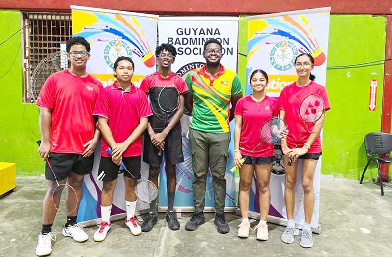 Shuttle Strikers team that won the One Guyana President Cup Badminton Games Title