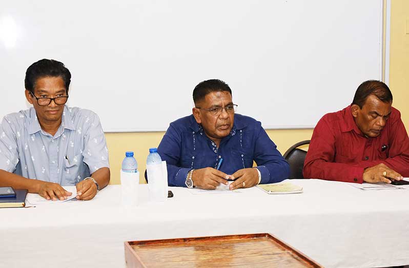 From left to right: GuySuCo CEO, Paul Cheong; Agriculture Minister, Zulfikar Mustapha and Chairman of GuySuCo's Board of Directors, Madanlall Ramraj