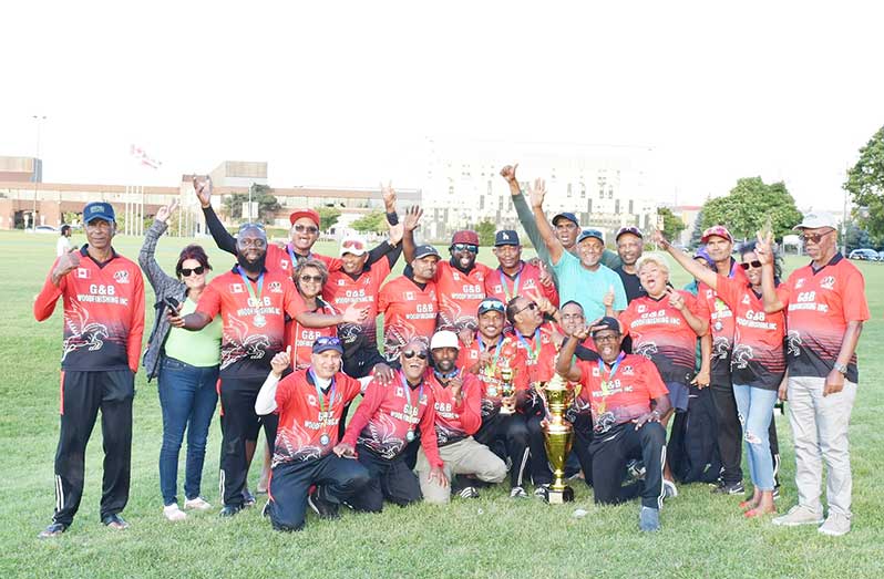 The victorious GTA Storm players and supporters pose with their winnings