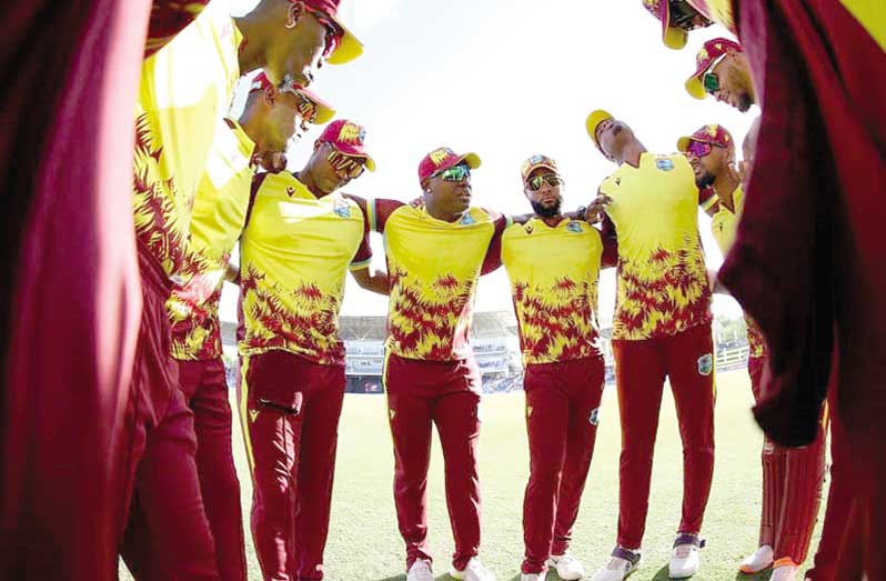 The West Indies team celebrate