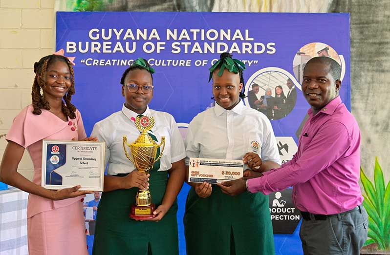 The Bygeval Secondary School emerged winner of the Guyana National Bureau of Standards (GNBS) Public Speaking Competition hosted in collaboration with the Ministry of Education in observance of World Standards Day (WSD) 2024