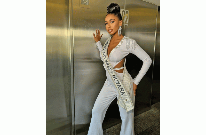 Miss Universe Guyana, Ariana Blaize following her interview (Miss Universe Guyana photo)
