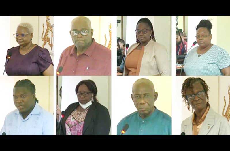 Top row, from left: Volda Lawrence, Keith Lowenfield, Denise Babb-Cummings, and Michelle Miller. Bottom row, from left: Enrique Livan, Sheffern February, Clairmont Mingo, and Carol Smith-Joseph