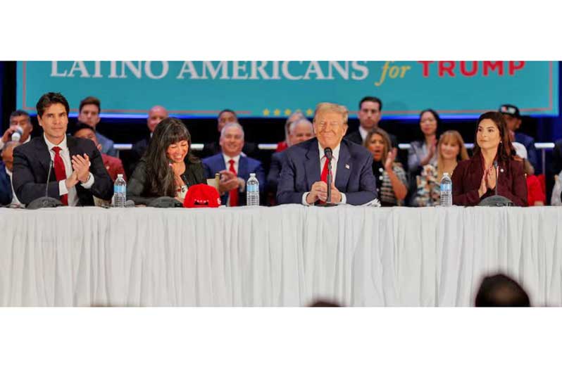 Then-Republican presidential candidate and former U.S. President Donald Trump reacts during a roundtable discussion with Latino community leaders in Doral, Florida (REUTERS/Marco Bello/File Photo)