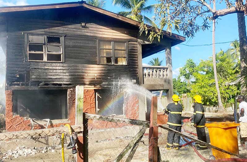 A house at Wismar, Linden, suffered extensive damage through a maliciously set fire