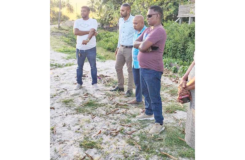 Mayor Devin Mohan (second right) and several councillors listen to residents during the meeting