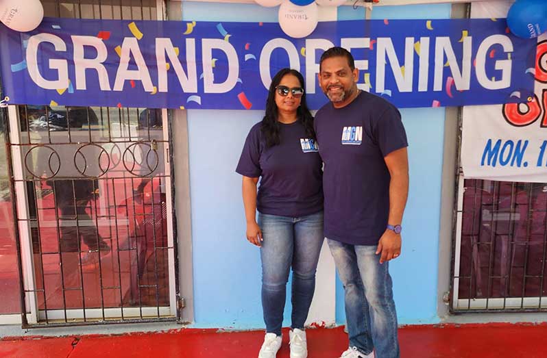 Geree ‘Gigi’ Misir-Dwarkaprasad and her husband Mahesh ‘Vishal’ Dwarkaprasad shortly after they opened their medical supplies store at Mainstay, Region Two