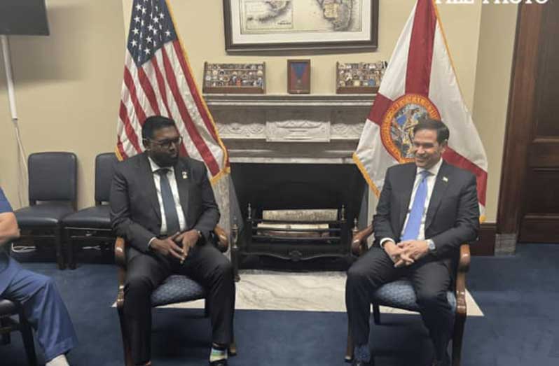 A previous meeting between President, Dr. Irfaan Ali and Marco Rubio, who is now the Secretary of State of the US