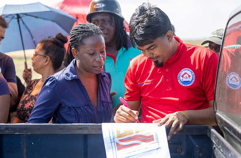 On Monday, more than fifty families gathered at Non-Pariel, Phase 2, East Coast Demerara, to identify their newly allocated residential lots. This event aligns with the Ministry of Housing and Water’s goal to increase occupancy in housing schemes across the country. The ministry has successfully met its allocation target for 2024, and in the coming weeks, efforts will focus on improving access to these housing opportunities (Housing Ministry photos)