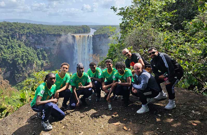 Players and management at Kaieteur Falls 