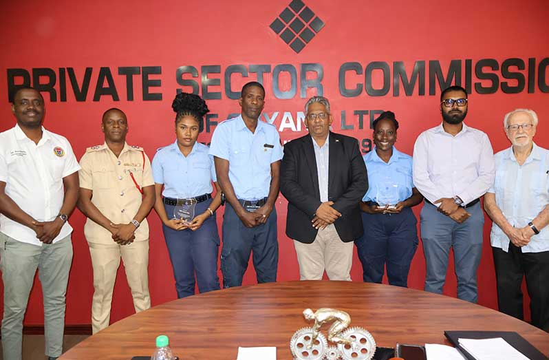 The Private Sector Commission (PSC) recently met to commend the excellent work of Emergency Medical Technicians (EMTs) Phebe Scott and Lynsia Pyle, and fire officer Sandar Walcott