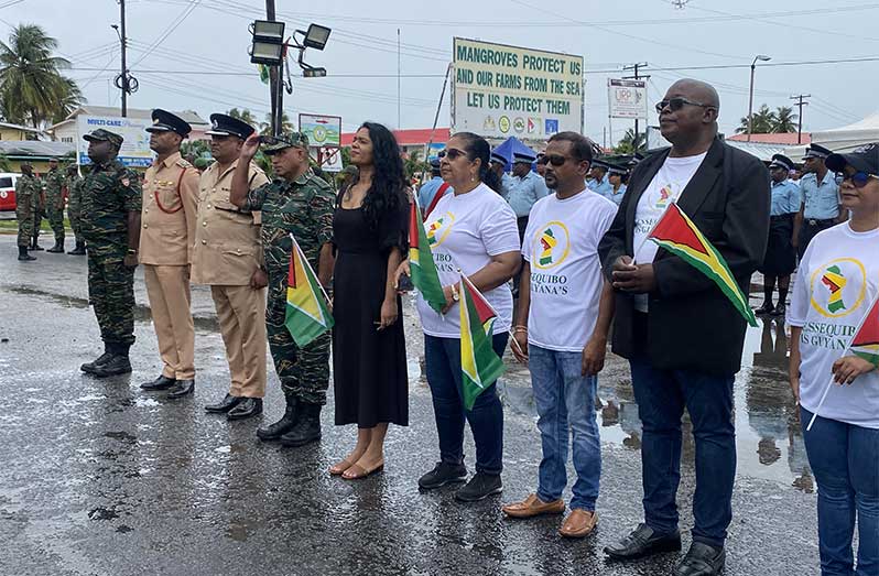 Minister of Local Government and Regional Development Sonia Paraag at Region Two flag raising along with Regional Officials