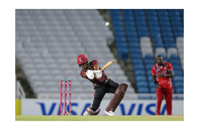 Jewel Andrew on the go during his knock of 47 against the T&T Legions (Photo courtesy CWI Media)