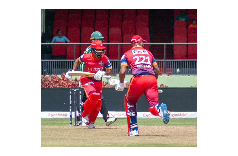Man-of-the-Match Shakib Al Hassan (striker) and Jesse Bootan shared in a 31-run stand yesterday at Providence (Yohan Savory photos)