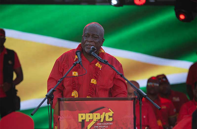 Prime Minister, Brigadier (Ret'd) Mark Phillips on Sunday assured supporters of his readiness to serve once again alongside President Dr. Irfaan Ali, pledging to continue the development momentum of the PPP/C administration (Delano Williams photos)