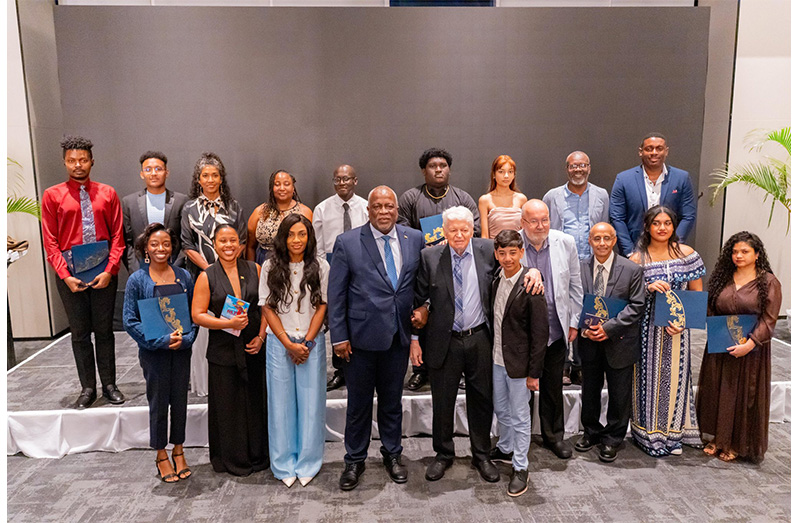 Prime Minister, Brigadier (Ret’d) Mark Phillips and participants of the Guyana Prize for Literature, on Friday evening