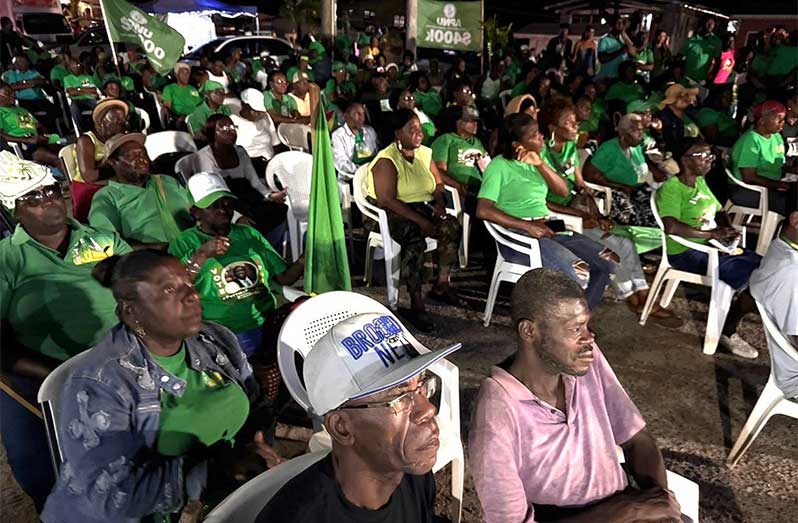 A section of the attendees at APNU’s public meeting in Plaisance on Sunday