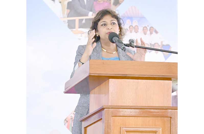 Minister of Education Priya Manickchand at the commissioning of the state-of-the-art Tuschen Secondary School on Wednesday