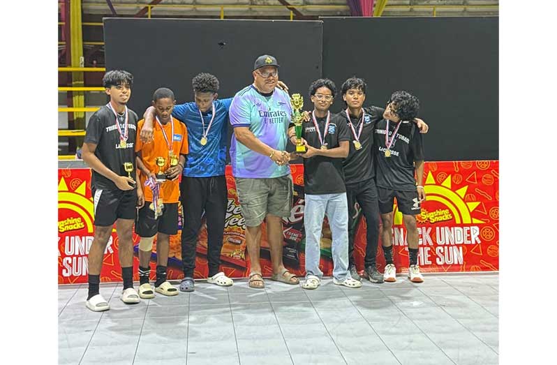 U-17 Boys champions Saints receiving their prize