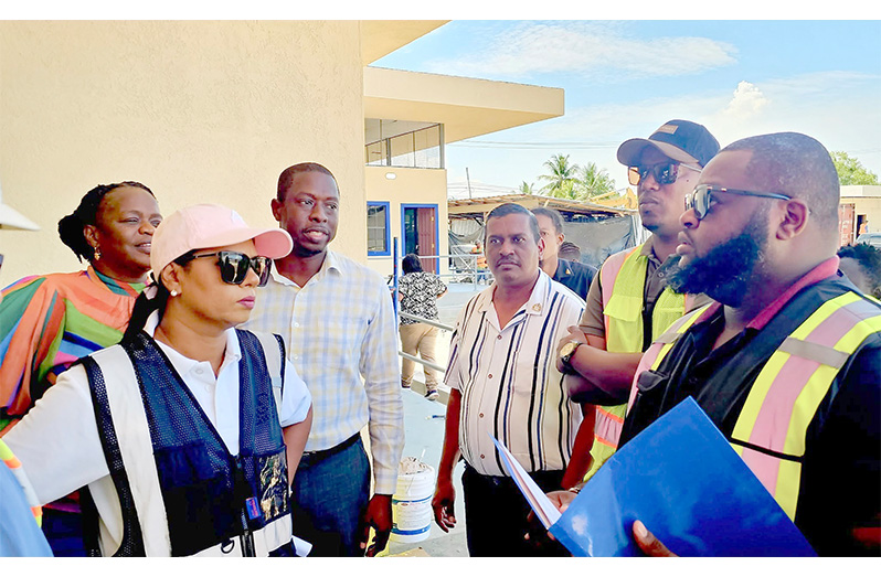 Minister of Education Sonia Parag interacting with contractors during Friday’s site visit