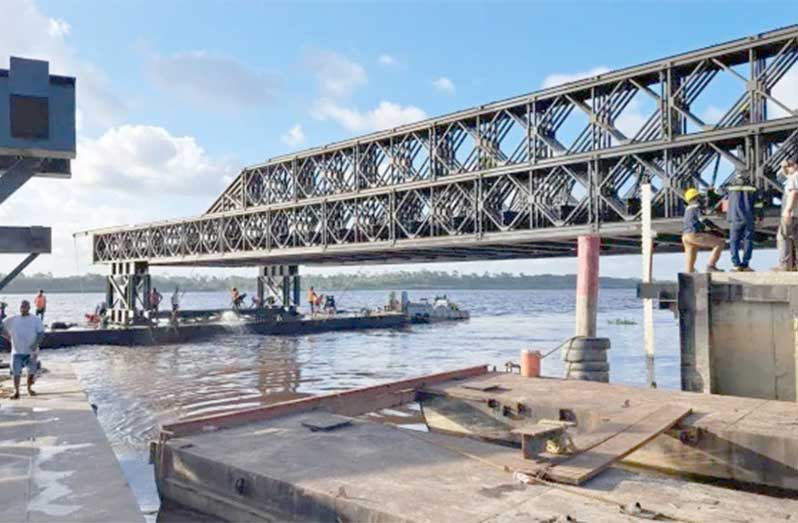 Span Nine being transported to the Demerara Harbour Bridge